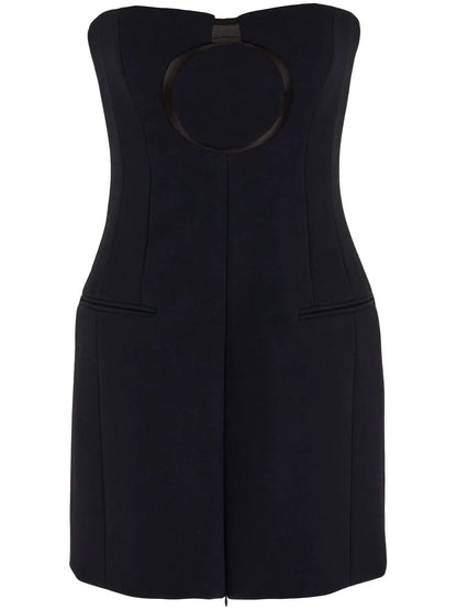 Circle-Print Strapless Fitted Top