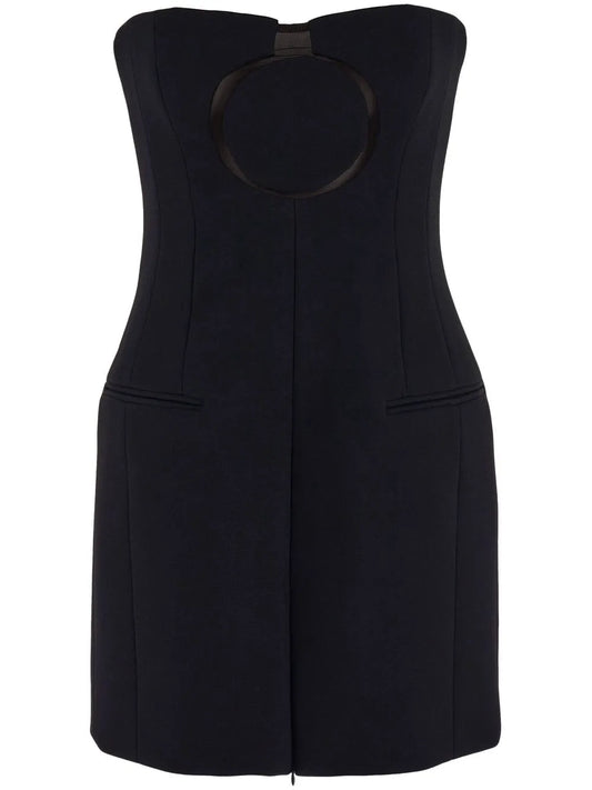 Circle-Print Strapless Fitted Top