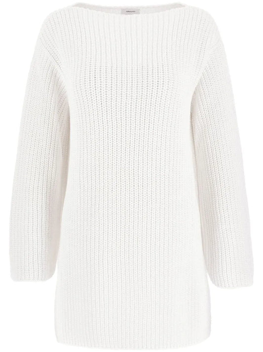 Side-Slit Ribbed-Knit Jumper