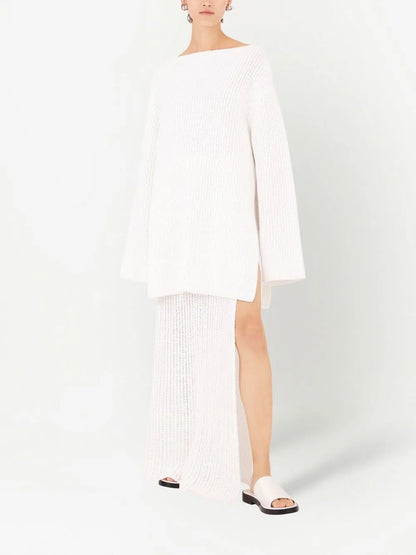 Side-Slit Ribbed-Knit Jumper