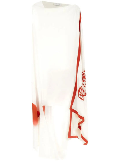 Printed Draped Midi Dress