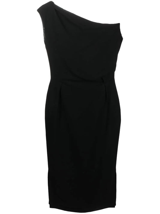 One-Shoulder Draped Midi Dress