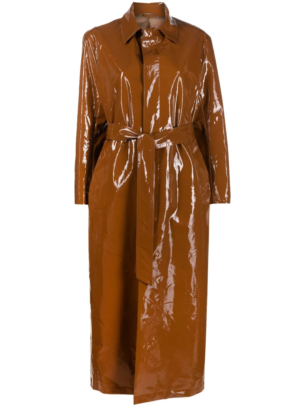 Glossy-Finish Trench Coat