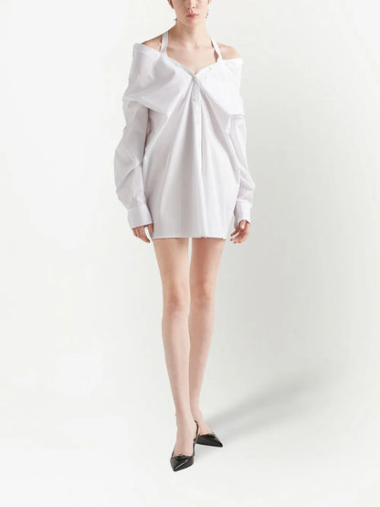 Off-Shoulder Cotton Shirt Dress
