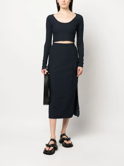 Embossed Logo-Print Midi Skirt