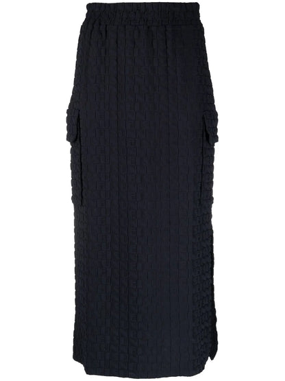 Embossed Logo-Print Midi Skirt