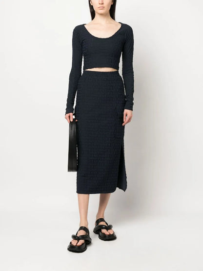 Embossed Logo-Print Cropped Top