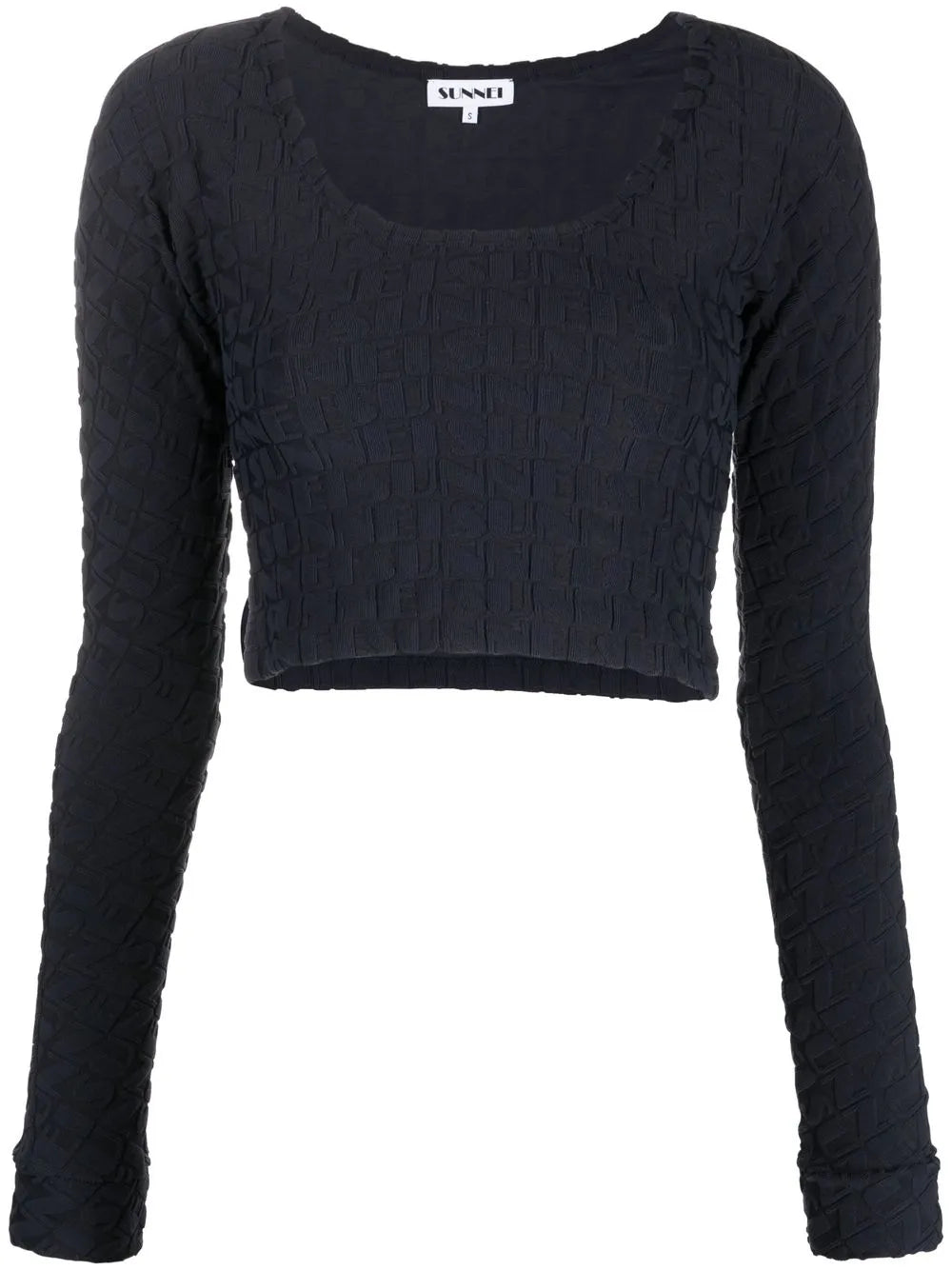 Embossed Logo-Print Cropped Top