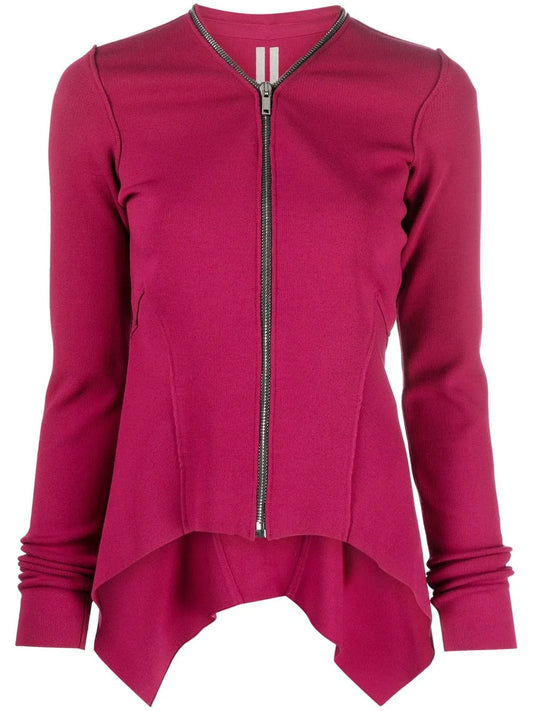 Handkerchief-Hem Zip-Up Jacket