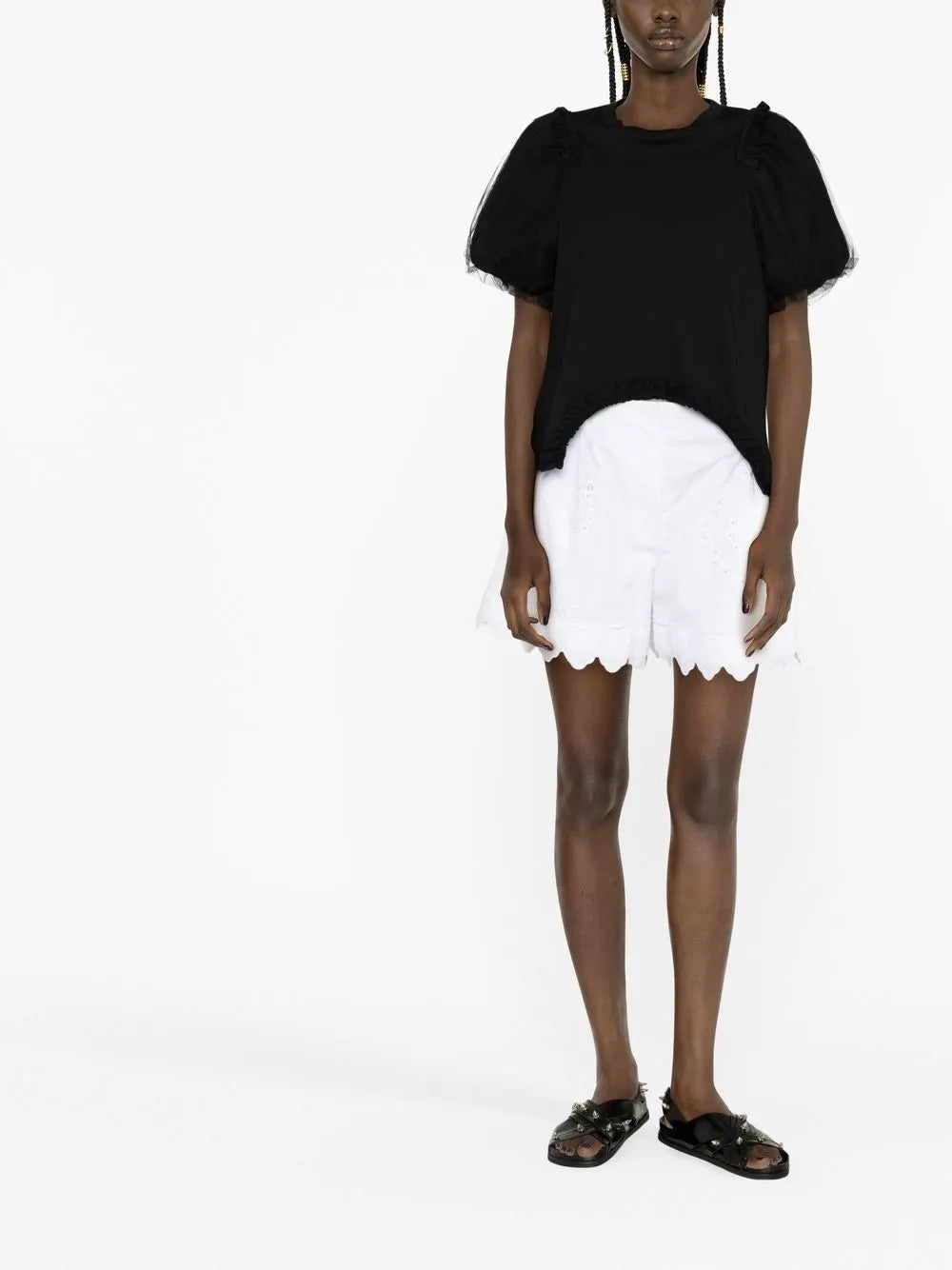 Broderie-Anglaise Cotton Shorts