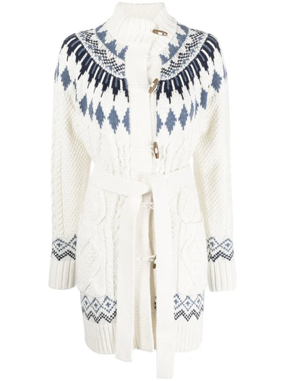 Argyle-Intarsia Knit Cardigan
