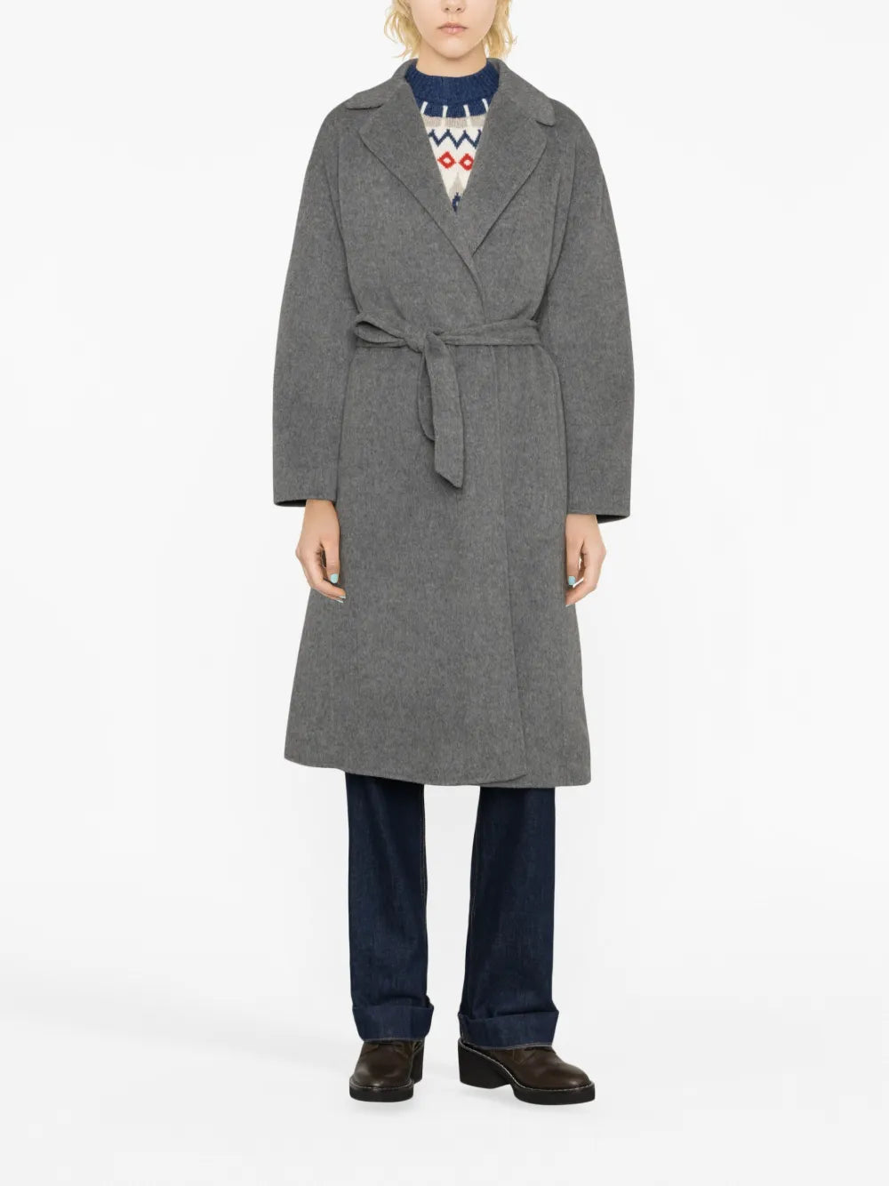Belted-Waist Wrap Coat
