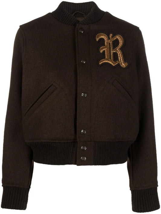 Logo-Patch Button-Up Bomber Jacket