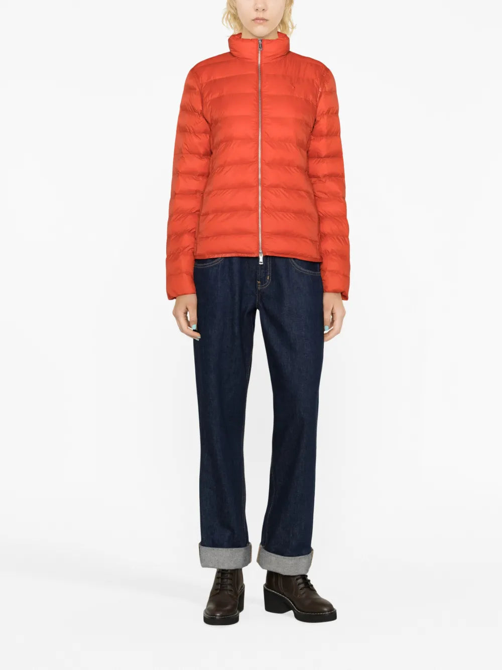 Funnel-Neck Quilted Jacket