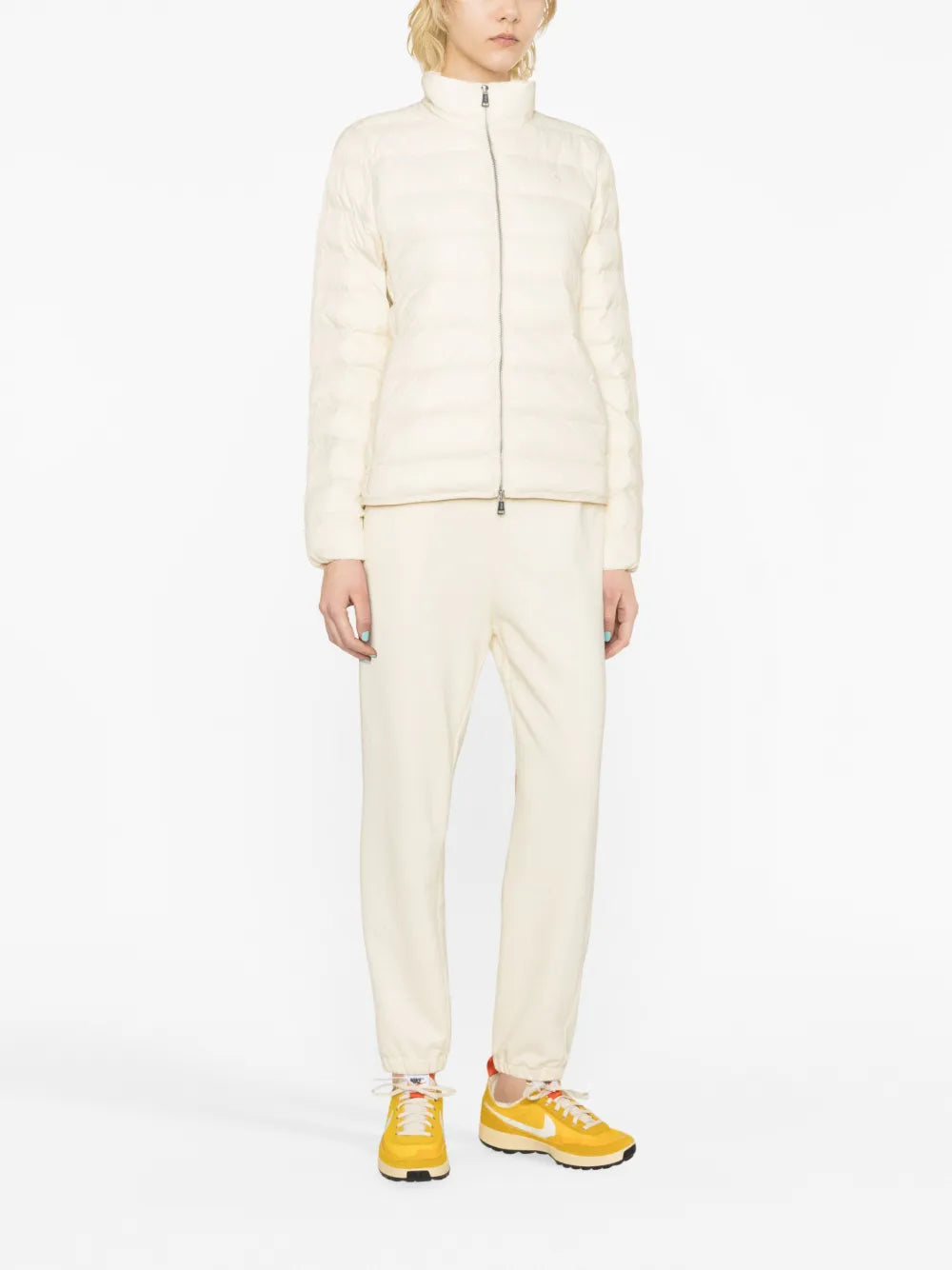 Funnel-Neck Quilted Jacket