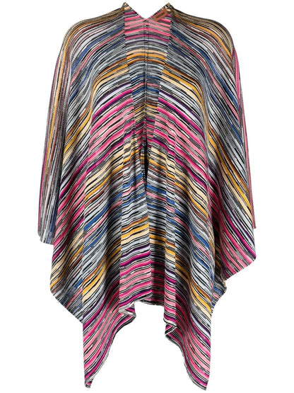 Striped Knitted Cape Cardigan
