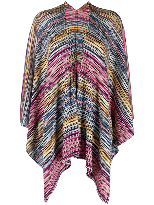Striped Knitted Cape Cardigan