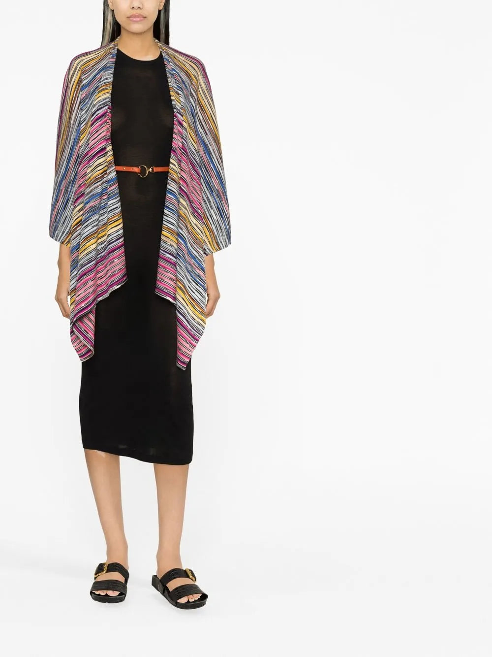 Striped Knitted Cape Cardigan