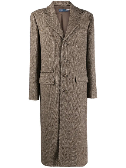 Herringbone Wool Trench Coat