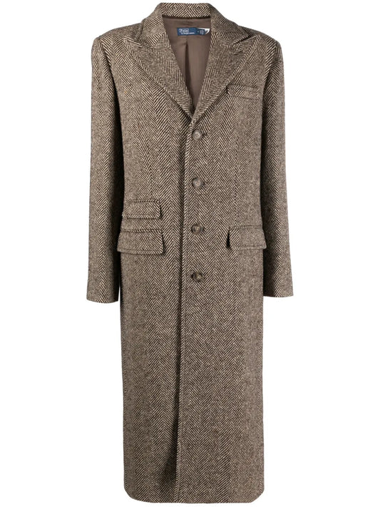 Herringbone Wool Trench Coat