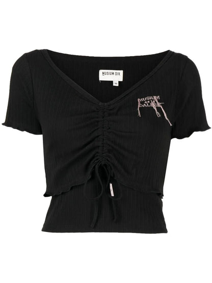 Ruched Logo-Embroidered Shirt
