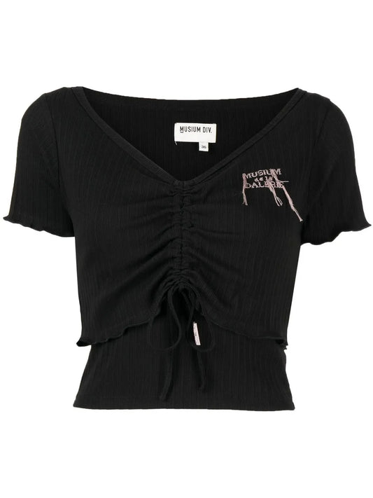 Ruched Logo-Embroidered Shirt