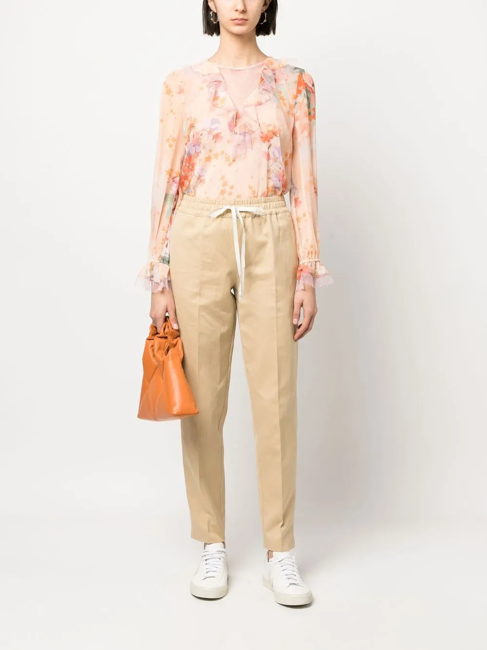 Ruffled Floral-Print Blouse