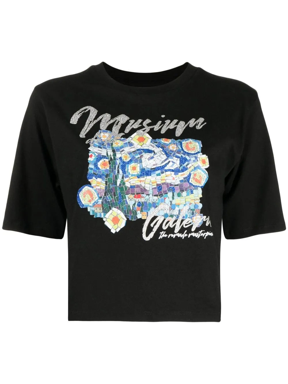 Illustration-Print Cropped T-Shirt