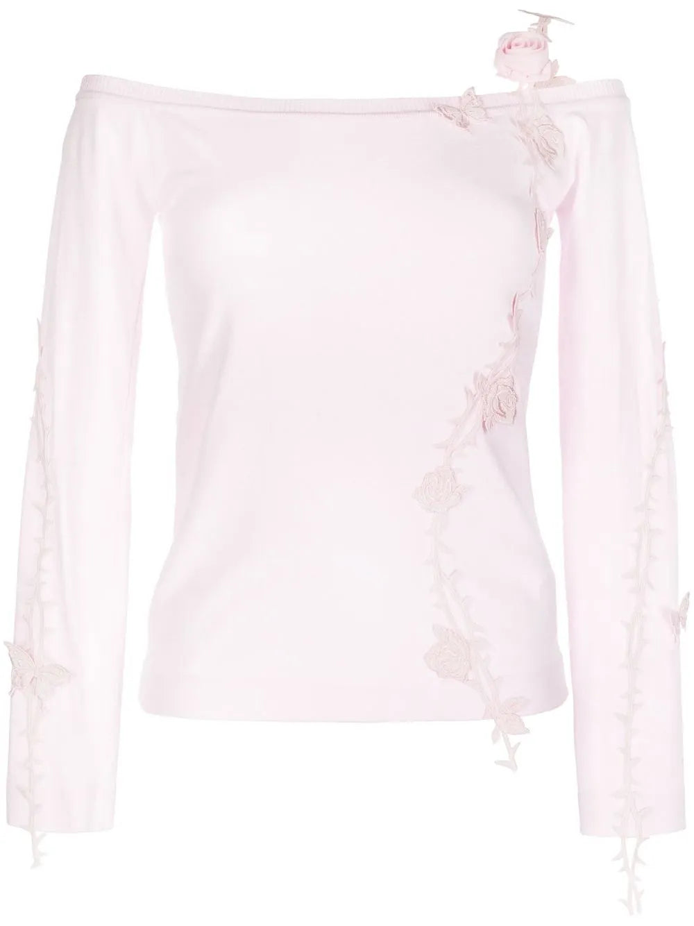Floral-Appliqué Knitted Top