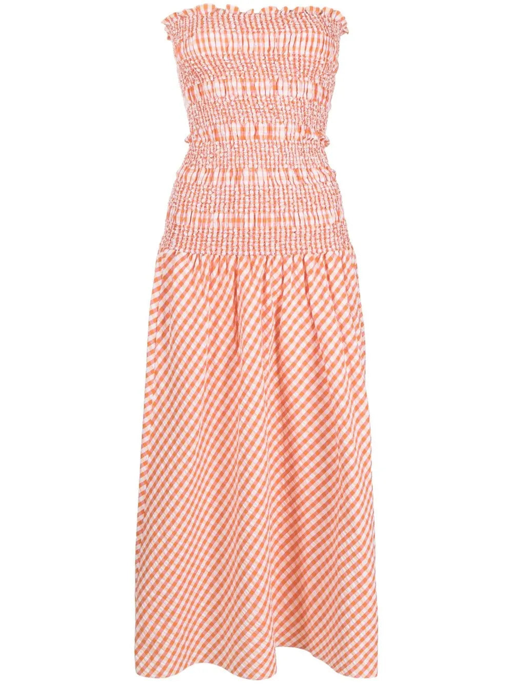 Off-Shoulder Shirred Midi Dress