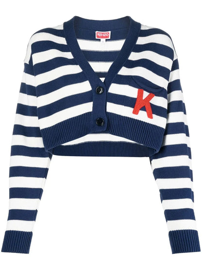 Nautical Stripes Cropped Cardigan