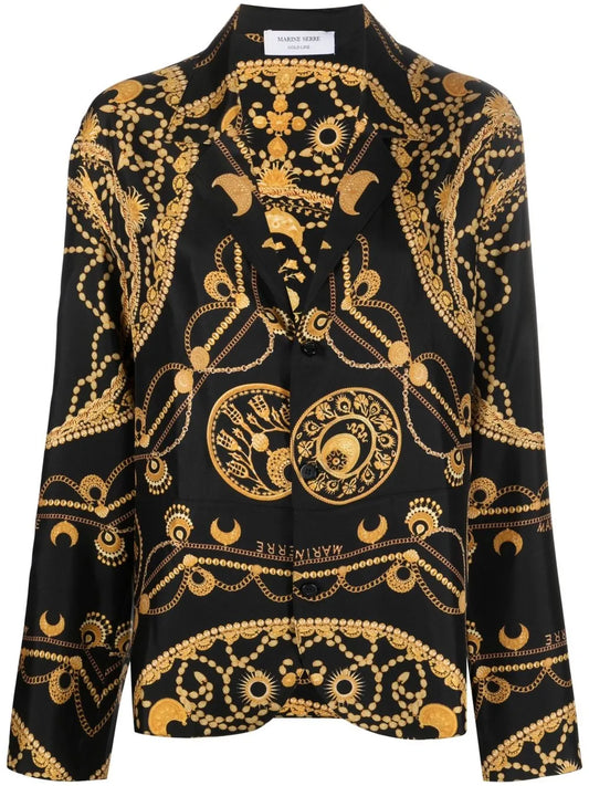 Chain-Print Silk Shirt