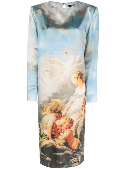 Graphic-Print Mid-Length Dress