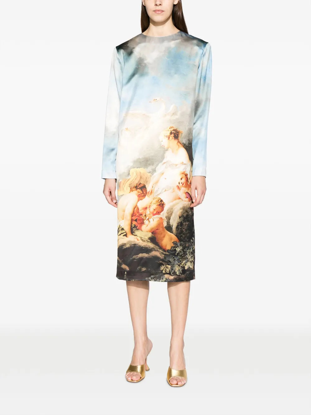 Graphic-Print Mid-Length Dress