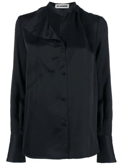 Button-Front Satin Shirt