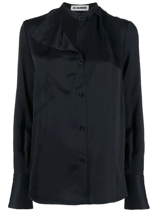 Button-Front Satin Shirt