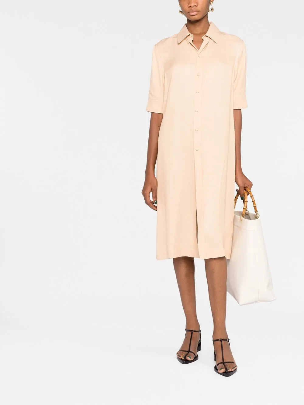 Short-Sleeve Midi Shirtdress