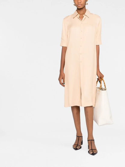 Short-Sleeve Midi Shirtdress