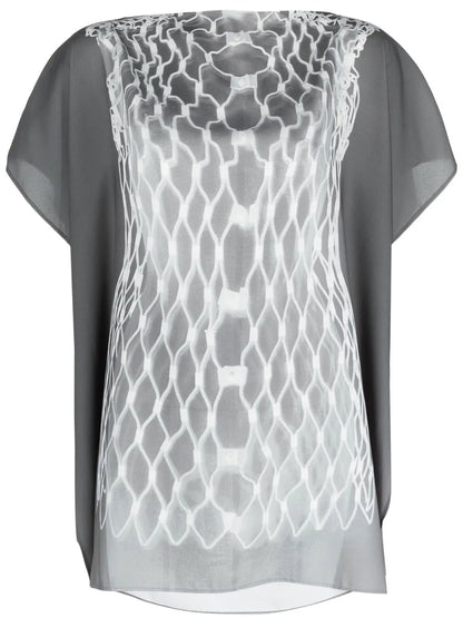 Graphic-Print Short-Sleeved Blouse
