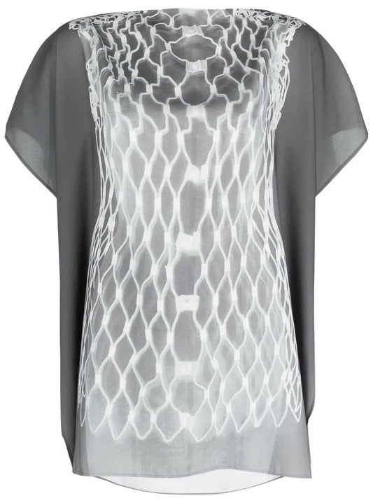 Graphic-Print Short-Sleeved Blouse