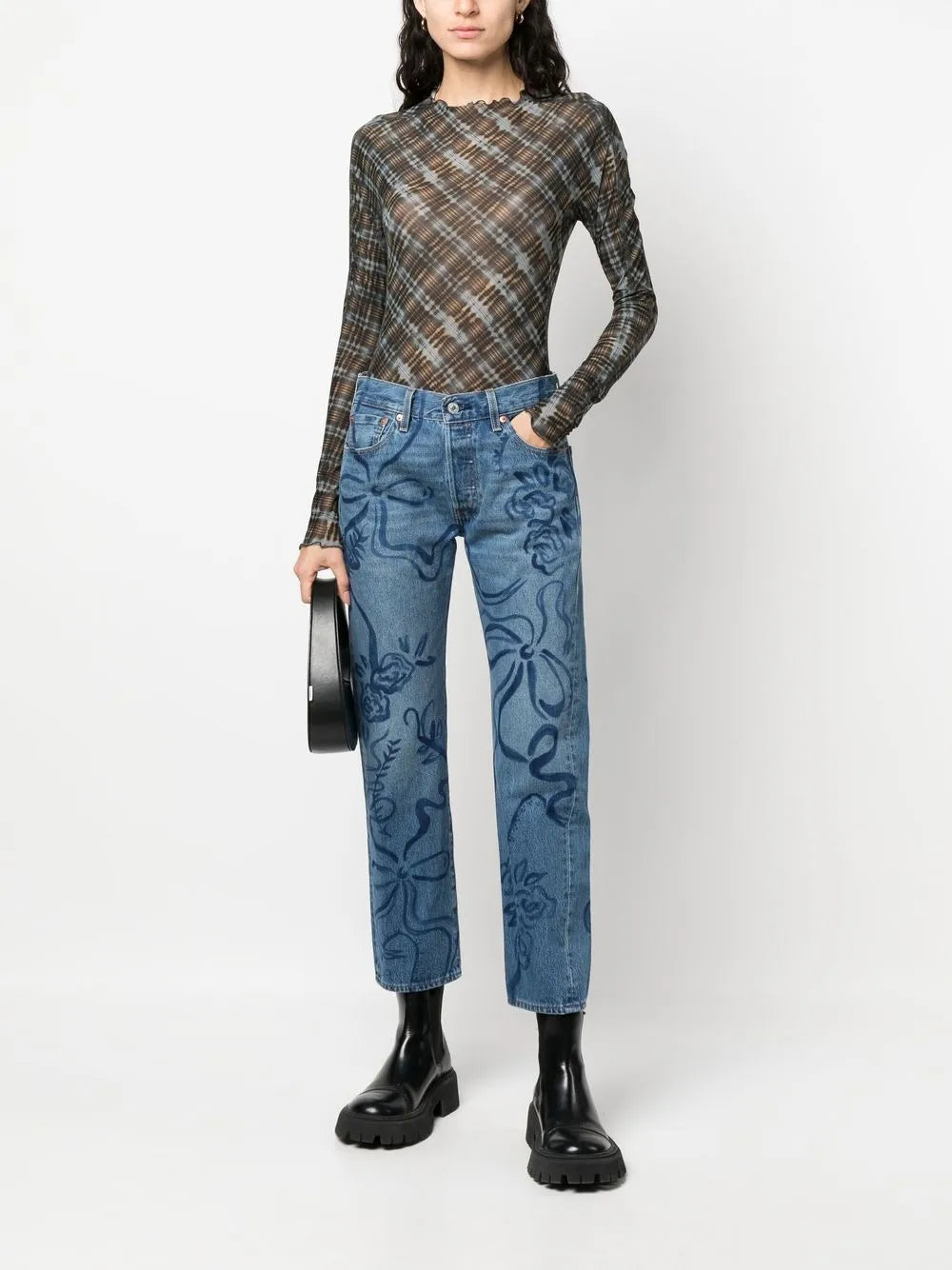 Floral-Print Straight-Leg Jeans