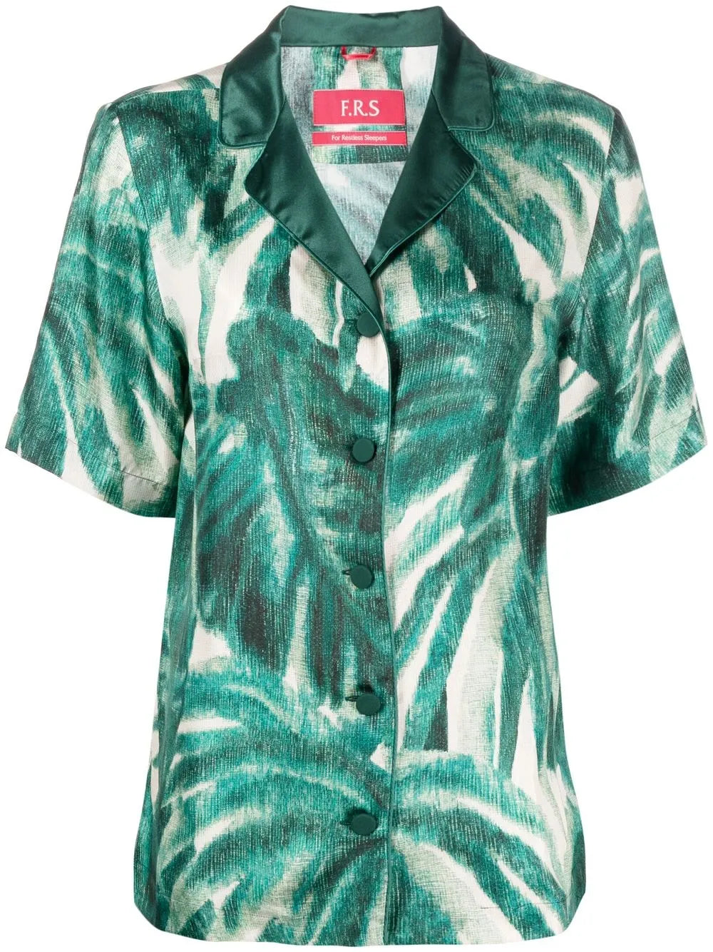 Palmtree-Print Silk Shirt