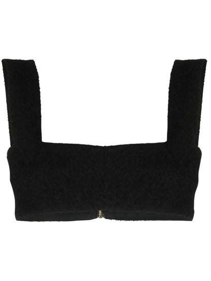 Square-Neck Tweed Crop Top