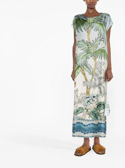 Graphic-Print Silk Maxi Dress