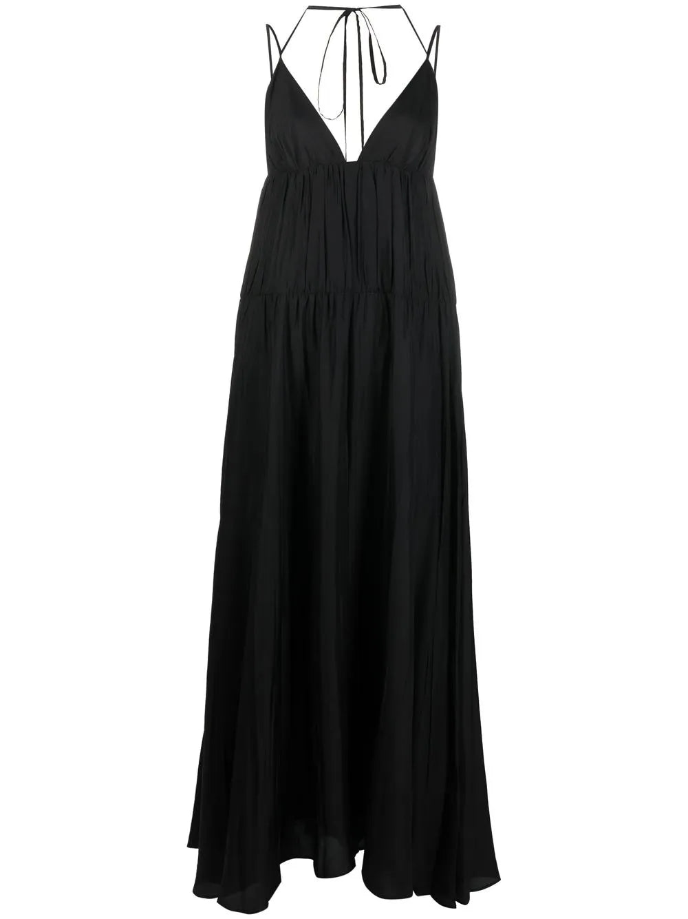 Ruched Silk Long Dress
