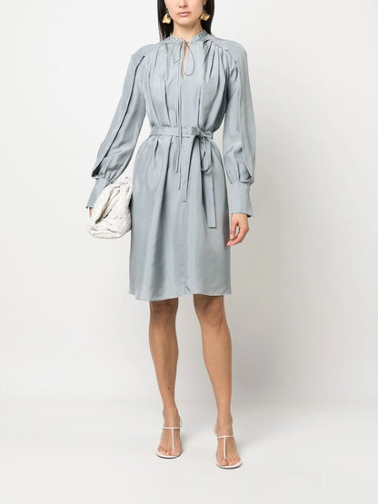 Long-Sleeve Silk Dress