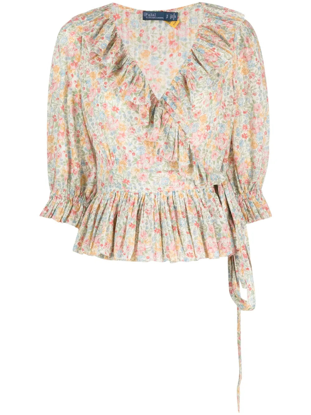 Floral-Print Ruffled Blouse