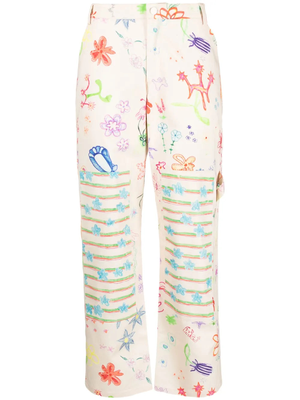 Sketch-Print Wide-Leg Trousers