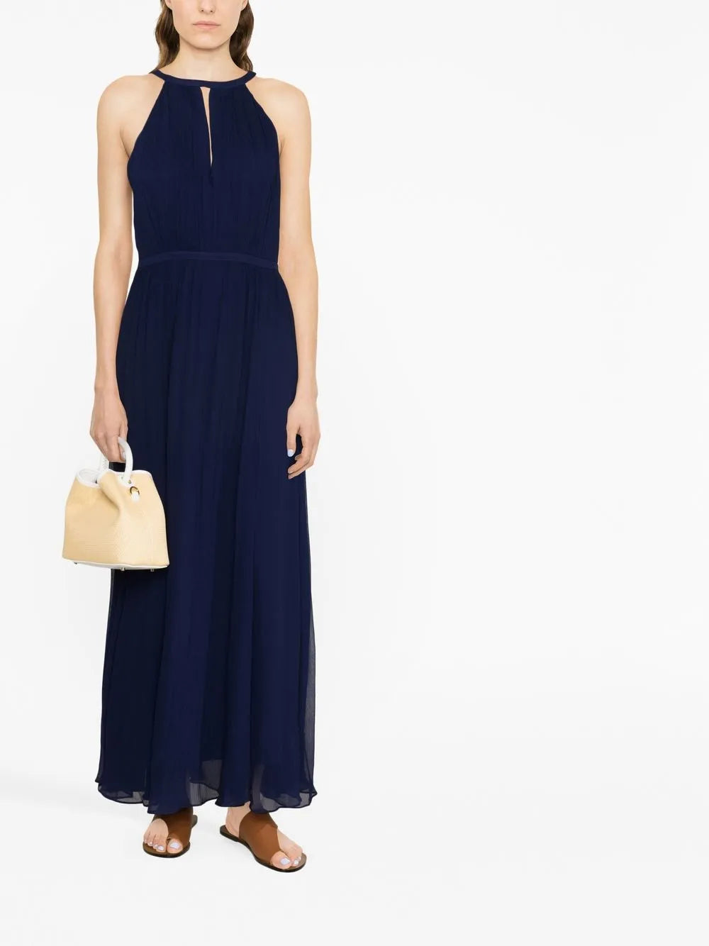 Keyhole-Detail Pleated Gown