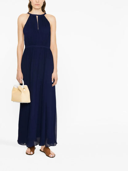 Keyhole-Detail Pleated Gown